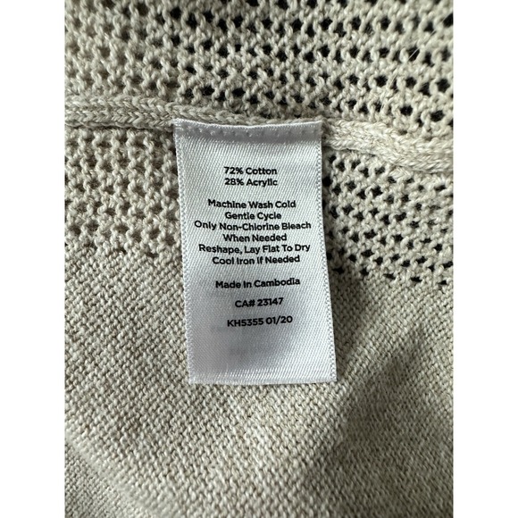 TALBOTS Tan Open Front Cardigan, Open Knit Embellishments;‎ Size Medium - Picture 6 of 7